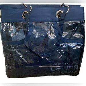 Laura Petites Women's Transparent Navy Blue Tote Shoulder Bag for Outdoor Use.